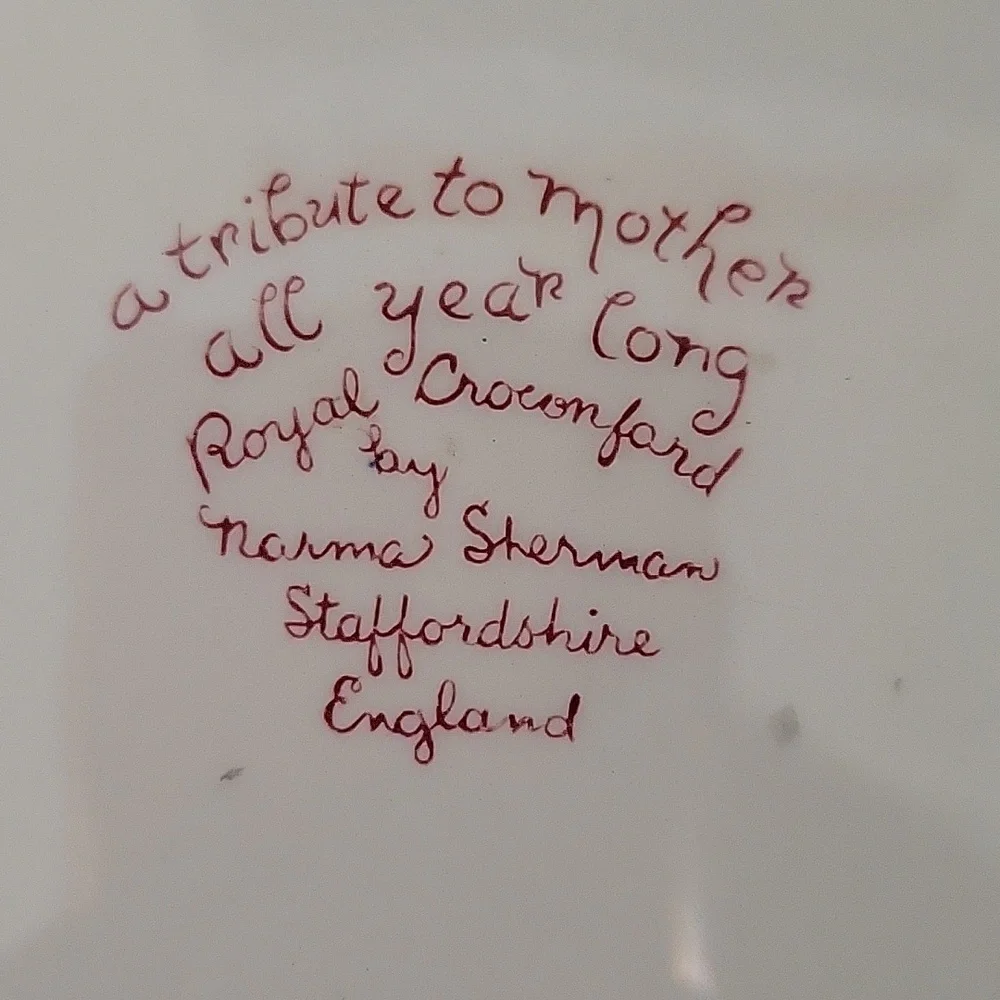 Vintage 1975 Decorative Mother Plate in Red Transferware 9" - Picture 2 of 4